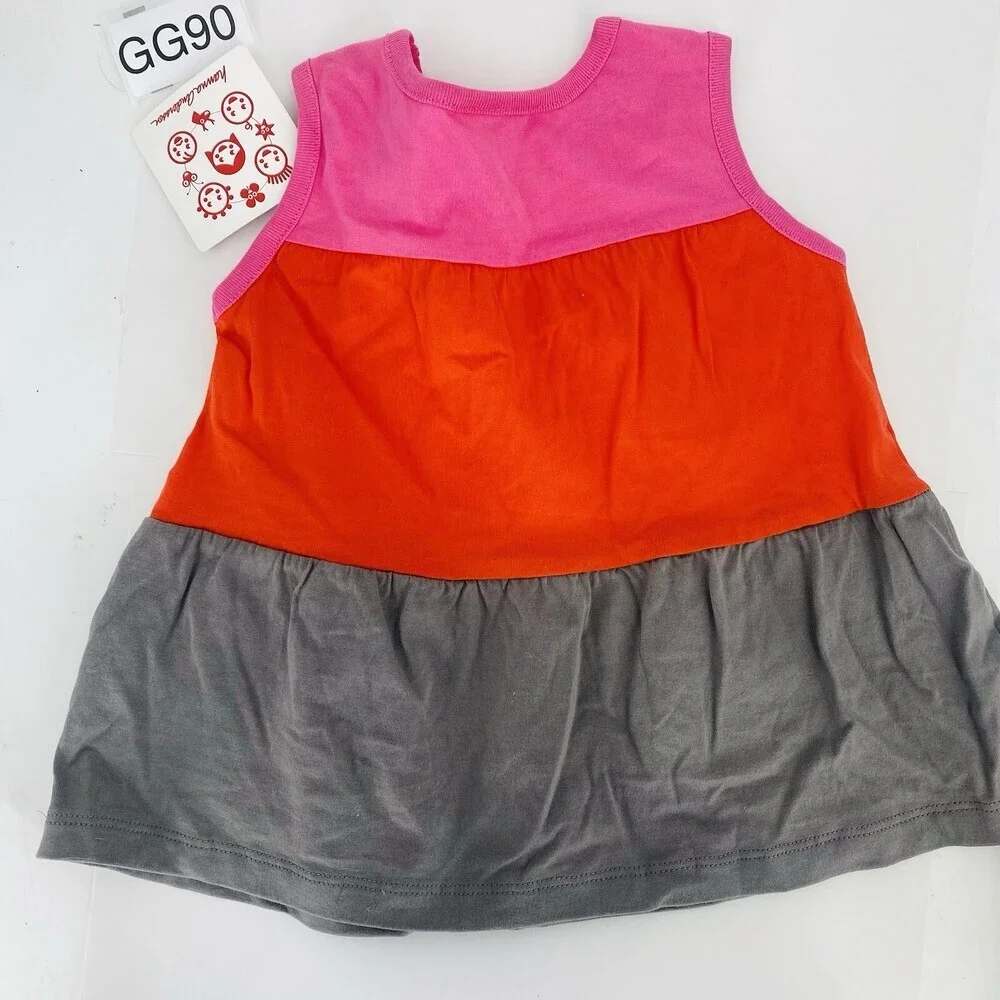 Hanna Andersson 80 CM Outfit Color Block Sleeveless Top With Floral Biker Shorts